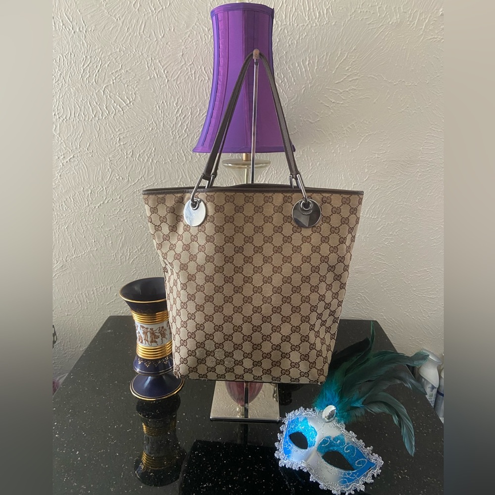 Gucci GUC Brown GG Eclipse Canvas Tote - Picture 2 of 14